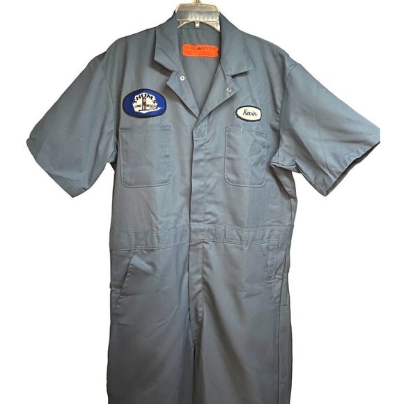 Red Kap Mens Blue Work Uniform Cargo Mechanic Zip Up Coveralls 44 REG Pockets - Picture 3 of 7